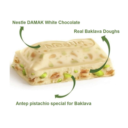 Damak White Chocolate with Pistachio Baklava - 60 Gr